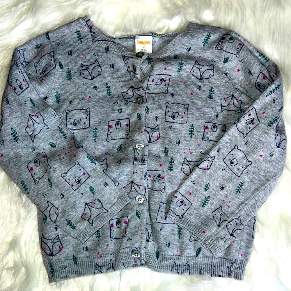 Gymboree Woodland Animals Cardigan Size 4T